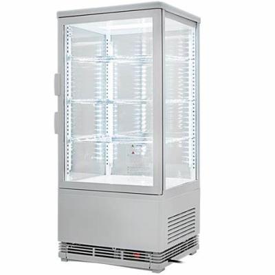 China Single-temperature 58L Commercial Cold Mini Refrigerator Rack Display Drinks Cooler / 4 Sided Glass Display Cooler for sale