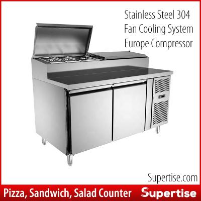 China Single-temperature stainless steel pizza prep table fruit refrigerator sandwich prep fresh-keeping cooler for sale