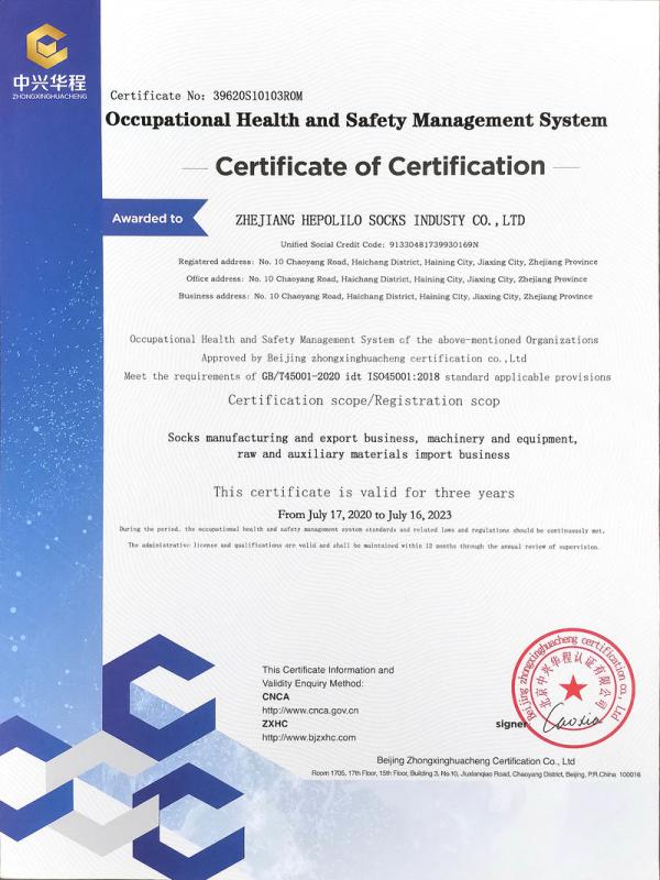 ISO9001 - Zhejiang Hepolilo Knitting Co., Ltd.