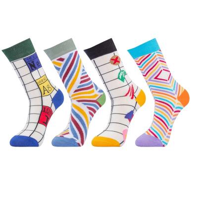 China Sustainable fashion thongs men novelty good quality custom design men's dress thongs colorful dress cotton crew socks for sale