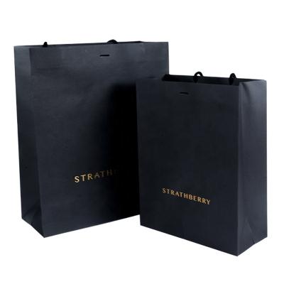 China Custom Paper Retail Bulk Paper Bags Eco-Friendly Personalized Small Black Gift Packaging Shopping Craft Wedding for sale