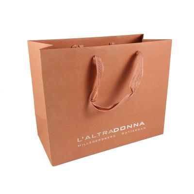 China Fashional Style Eco-friendly Recycled Custom Printed Logo Shopping Gift Packaging Stand Up Paper Bag With Cotton Handle for sale