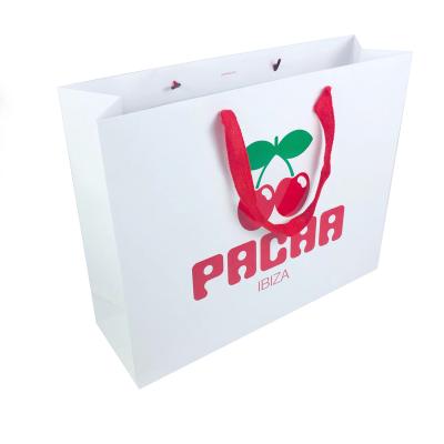 China Wholesale Eco-Friendly Cheap Custom Design Christmas Classic Packaging White Clothing Gift Shopping Paper Bag With Your Own Logo for sale