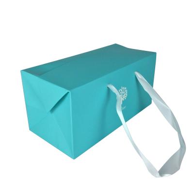 China Custom Printed Shopping Eco-Friendly Tote Retail Carry Boutique Recycled Luxury Euro Gift Box Foldable Paper Bag With Handles for sale