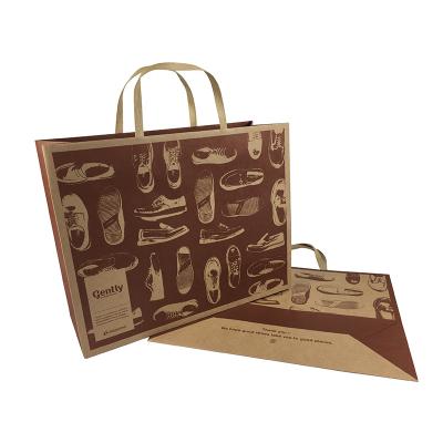 China Customized Recycled Eco-friendly Paper Handle Shoes Carry Bag Brown Kraft Paper Bag With Full Offset Printing for sale