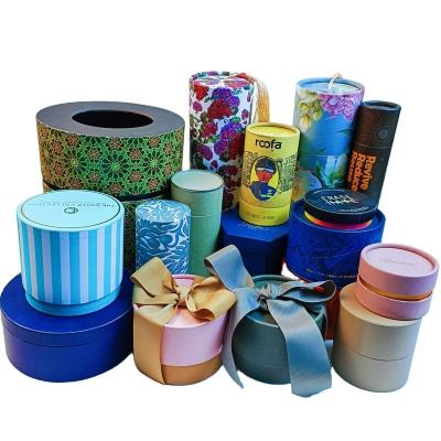 China Most Popular Materials Custom Logo Luxury Round Paper Tube Recycled Boxes Candle Cylinder Packaging Gold Box for sale