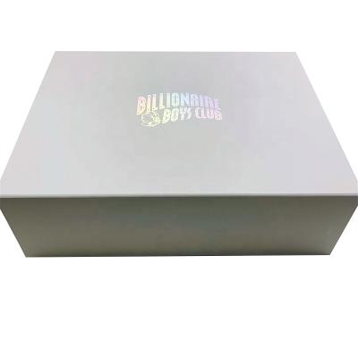 China Recycled 3M Double Face Adhesive Luxury Foldable Rigid Flat Packed Paper Box Materials 4 Corners Paper Box With Custom Logo for sale