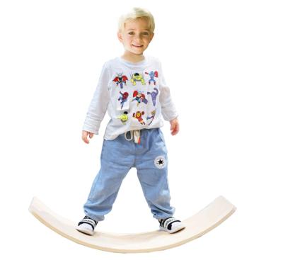 China Custom Kids Indoor Sports Equipment Children's Yoga Board Curve Board Wooden Balance Board for sale