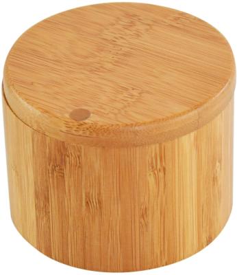 China Handmade round bamboo container with rotating cover and magnetic lock, bamboo box for sale