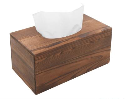 China Wholesale Eco-Friendly Brown Wooden Desktop Tissue Box Torch Bathroom Wooden Tissue Box for sale