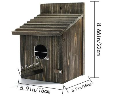 China Wholesale wooden exterior fixed to the creative wall of the bird house of birds from the DIY DIY DIY of wooden nest protecting from the bird wind for sale