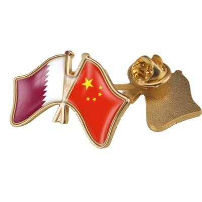 China 3D China & Qatar Betrayal Friendship Flag Badge Custom Pin for sale