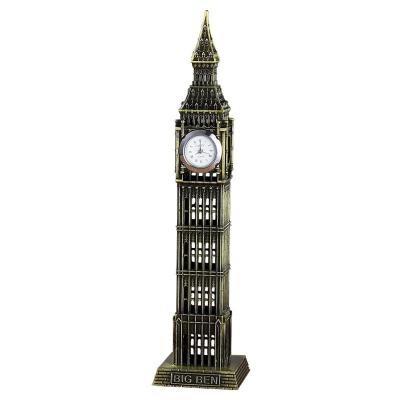 China Bronze Calendars Vintage Big Ben Clock Tower Decoration in Building December Living Room Wine Cabinet Porch Table Decoration Landmark Model for sale