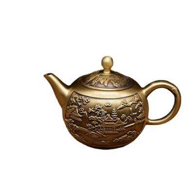 China Creative Copper Teapot Home Wholesale Copper Kettle Mountain Kettle Europe Drawing Ornaments for sale