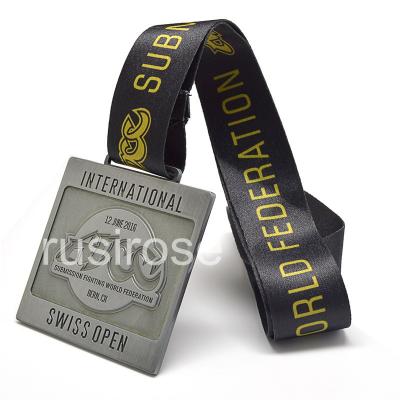 China China Medal Manufacturers, Custom Square Medals, Red Ribbon Medals, Soft Rectangle Medals for sale