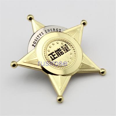 China Customized five-pointed star metal badge, custom medallion custom, 3D five-pointed star brooch customized for sale