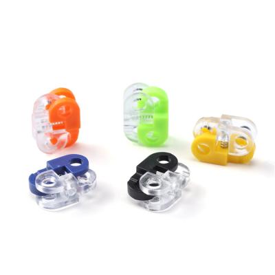 China Washable; Elastic ; Adjustable; Assets; Wholesale Eco-friendly Colorful Plastic Spring End Cord Stopper Oval Double Hole Cord Lock For Bag for sale