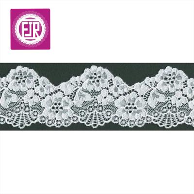 China High quality 6cm wide viable stretch lace, elegant stretch lace, flower stretch lace for sale