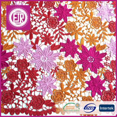 China Viable Shiny Polyester Lace Fabric, Multicolor Lace Fabric, Embroidery Flower Lace for sale