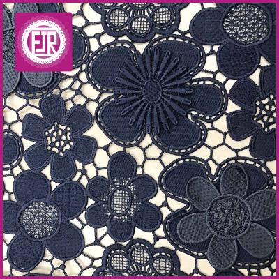 China 2018 Viable Hot Selling Guipure Lace Fabric, Dress Making Lace Fabric, Navy Blue Lace Fabric for sale