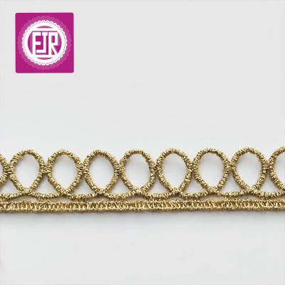 China Small viable 1.5cm wide gold lace, loop gold lace, loop lace trim for sale