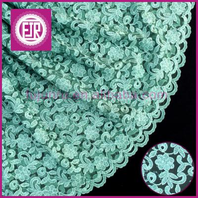 China African lace fabric in turquoise viable color, lace fabric for dressy dresses, swiss lace fabric for sale