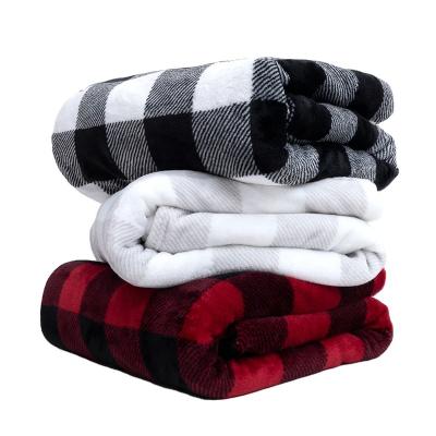 China Antistatic Multi Size Flannel Classics Plaid Check Printed Fleece Throw Sofa Blanket For Winter for sale