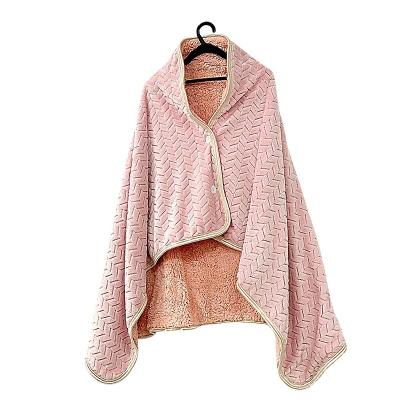 China High Quality Anti-Static Shawl Comforter With Two Faces Lozenge Plaid Cape Thickened Sherpa Blanket For Keep Warm Blanket for sale