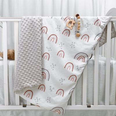 China Hot Selling Rainbow Baby Anti-static Baby Cute Dot Print Cute Minky Fabric Soft And Warm Newborn Blanket for sale