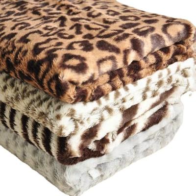 China China manufacturer anti-static single side fur leopard print imitation sherpa lambs woolen fabric for sale