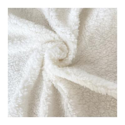 China Hot Sale 100% Polyester Stretch Brush Touch Knit Fleece Plush Teddy Sherpa Fabric for sale