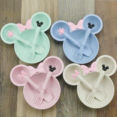 China Fashion BPA Free Europe Style Baby Feeding Dish Set Children Tableware Training Spoon Set for sale