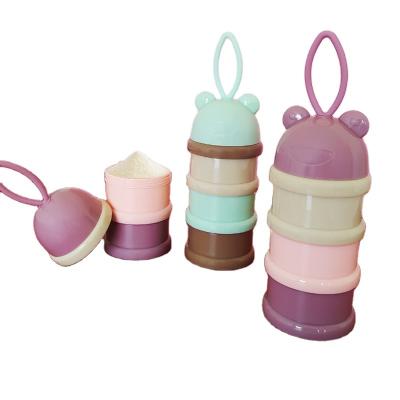 China Viable Baby Feeding Set Portable 3 Layers Milk Powder Dispenser Infant Feeding Powder Container for sale