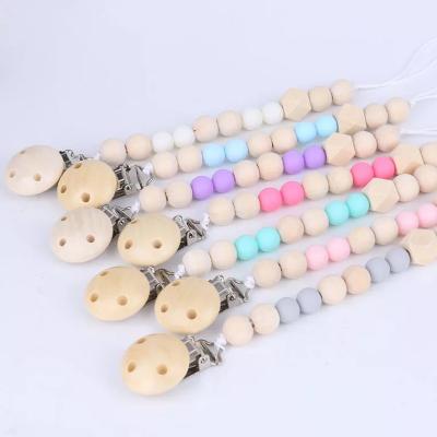 China 100% Food Grade Silicone Fashion Baby Accessories Dummy Beads Clip Baby Pacifier Holder Chain Clip for sale