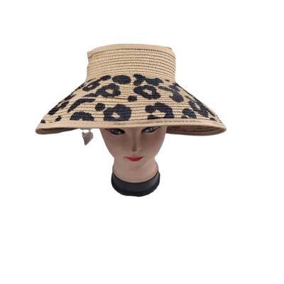 China Wholesale Women's Summer Sunshade Character Leopard Sun Visor Printing Custom Straw Hats Straw Ladies Kids Outdoor Hat for sale