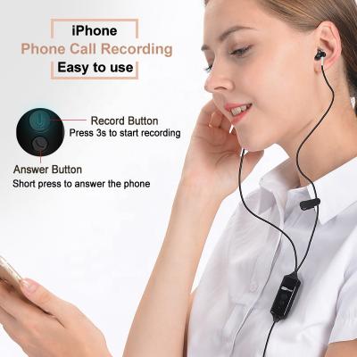 China Multifunctional Recordable Voice Recording Earphone for iPhone Mobile Phone Phone Call Recorder for sale