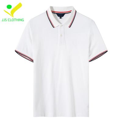 China Anti-wrinkle 100% Cotton Pique Fiber Solid White Color Golf Polo Shirt For Man for sale