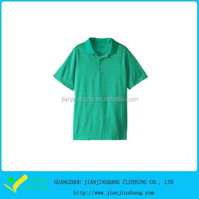 China Hot Sales Anti-pilling Junior Lightweight Polyester Spandex Golf Green Striped Polo Shirt for sale