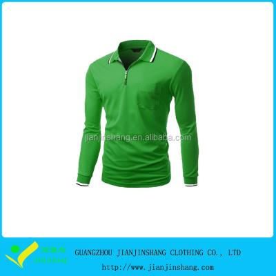 China Wicking Moisture Anti-pilling Man Long Sleeve Pocket Solid Color Dry Fit Polo Shirt for sale