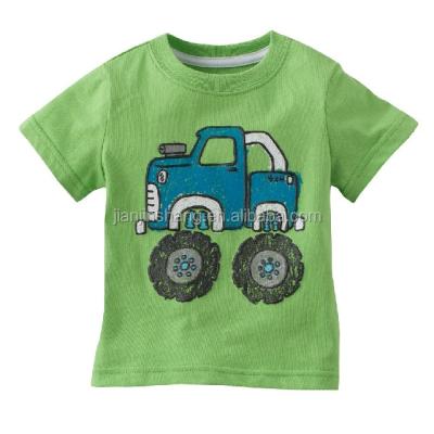 China Green Color Pima Cotton Spandex Anti-pilling Lane T-shirt For Little Boy for sale