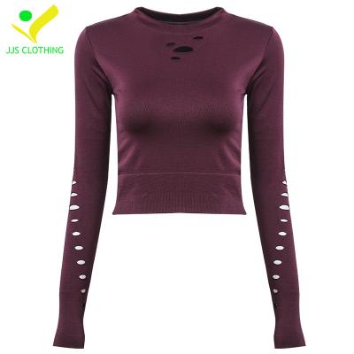 China Custom High Quality Anti-wrinkle Polyester Spandex Fashion Ladies Yoga Tops for sale