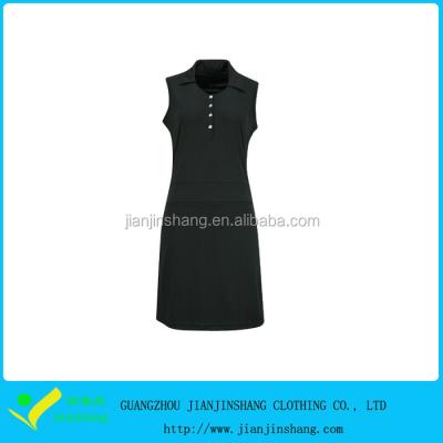 China Plus Size Black Color Polyester Spandex Moisture Wicking Buttoned Long Golf Dress for sale