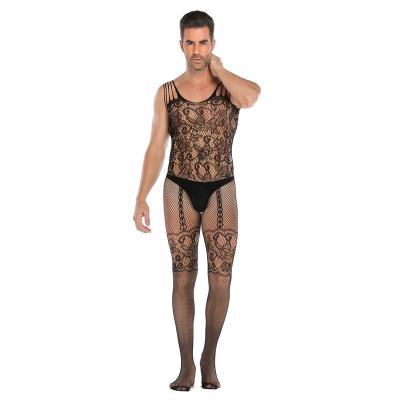 China Sets Man Net Stage Performance Dancewear Split Exotic Stripper Outfits Night Bra Crotch Dance Wear Open Body Stocking for sale