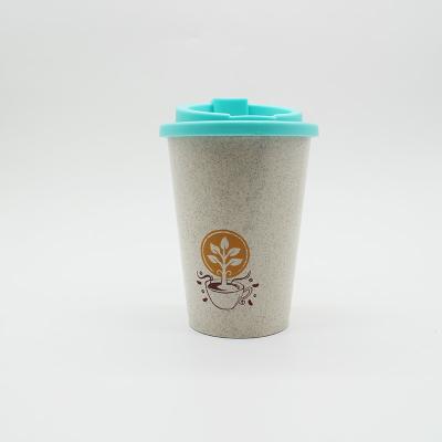 China 400ml Water Cup Wheat Straw Fiber Coffee Cup Wholesale Eco-friendly Custom Plastic Mug for sale