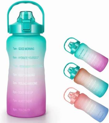 China 2.2L Gallon Motivational Water Bottle New BPA Gradient Viable Color Free Plastic Bottle For Fitness Gym Sports for sale