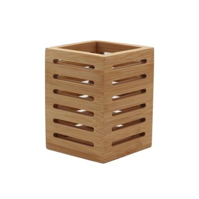 China Sustainable Multi-Function Eco-Friendly Tableware Utensil Holder Bamboo Pen Holder Pencil Stand Organizer Storage for sale