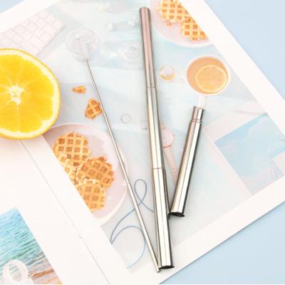 China Sustainable New Design Straws Stainless Steel Diagonal Telescopic Straw for sale