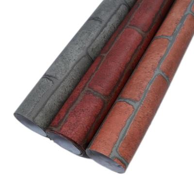 China Beautiful Modern Cheap 3D Brick Vinyl Grain Waterproof PVC Stone Wallpaper Self Adhesive For Wall Decoration Home Living Room for sale