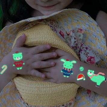 China Christmas Temporary Luminous Tattoos Sticker Custom Waterproof Children's Arm Body Arm Tatoo Sticker for sale