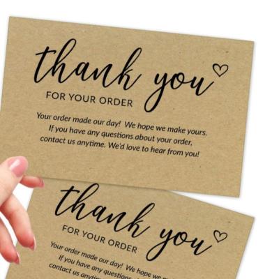 China Europe 2021 hot sale custom logo small business thank you card for your order cards for sale